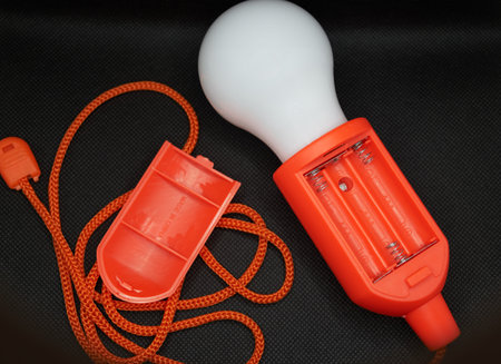 Photo of led stretch switch light on black backgroundの写真素材