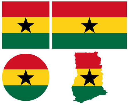vector illustration of Ghana map with flagのイラスト素材
