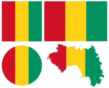 vector illustration of Guinea map with flagのイラスト素材