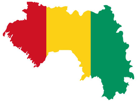 vector illustration of Guinea map with flagのイラスト素材