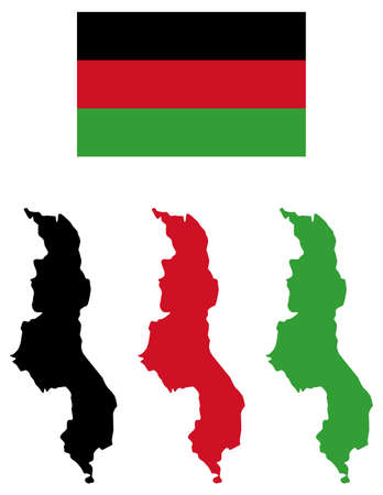 vector illustration of Malawi map with flagのイラスト素材