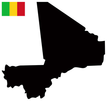 vector illustration of Mali map with flagのイラスト素材