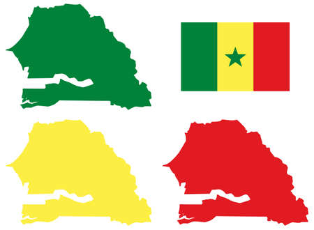 vector illustration of Senegal map with flagのイラスト素材