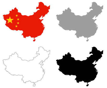 vector illustration of China map with flagのイラスト素材