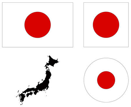 vector illustration of Japan map with flagのイラスト素材