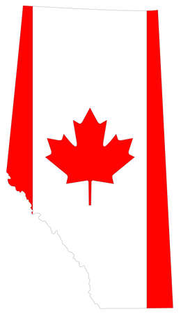 vector illustration of Alberta map with Canada flag, province or territory in Canadaのイラスト素材