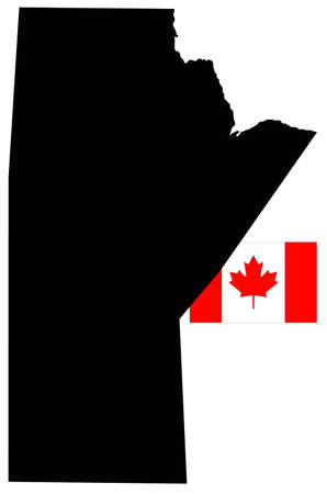 vector illustration of Manitoba map with Canada flag, province or territory in Canadaのイラスト素材