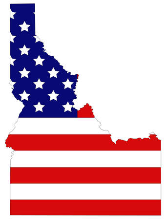 vector illustration of map of Idaho with USA flagのイラスト素材