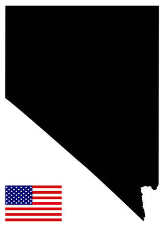 vector illustration of map of Nevada with USA flagのイラスト素材