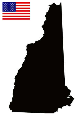 vector illustration of map of New Hampshire with USA flagのイラスト素材