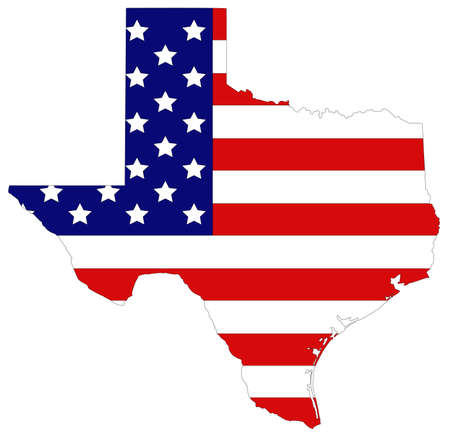 vector illustration of map of Texas with USA flag