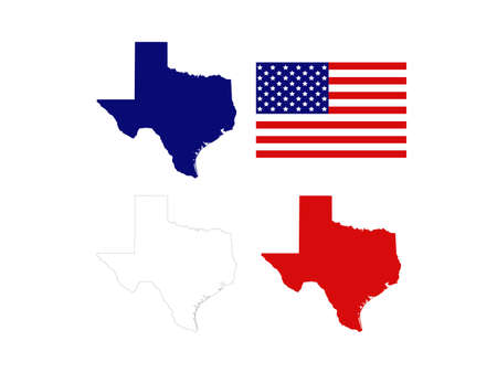 vector illustration of map of Texas with USA flagのイラスト素材