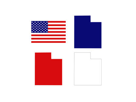 vector illustration of map of Utah with USA flagのイラスト素材