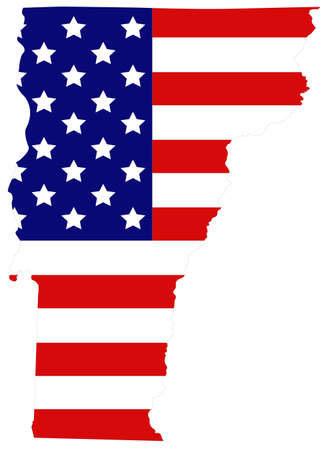 vector illustration of map of Vermont with USA flagのイラスト素材