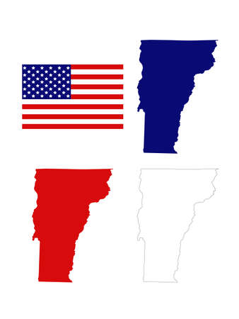 vector illustration of map of Vermont with USA flagのイラスト素材