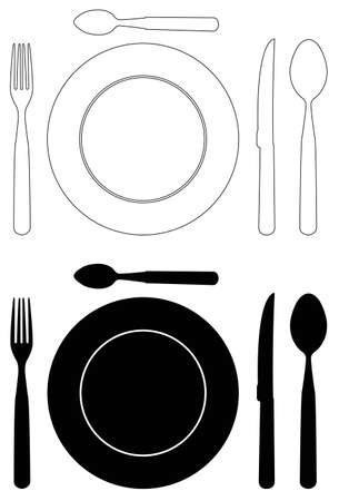 vector illustration of cutlery elements silhouetteのイラスト素材