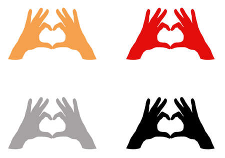 vector illustration of hand sign silhouetteのイラスト素材