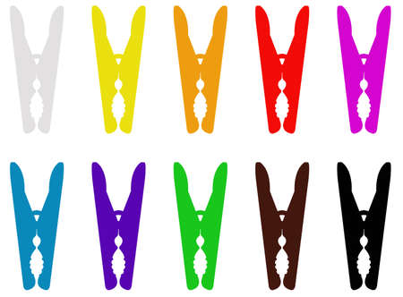 vector illustration of clothespins silhouetteのイラスト素材