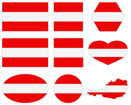 illustration of Austria flags and mapのイラスト素材