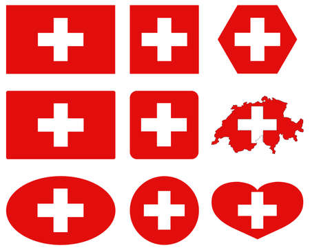 vector illustration of Switzerland flagsのイラスト素材