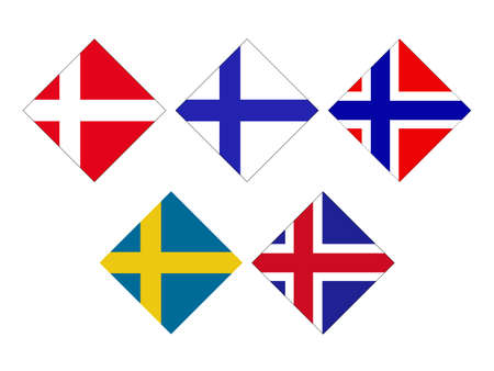 vector illustration of Scandinavian and Nordic countries flagsのイラスト素材