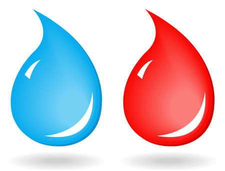 vector illustration of water drop and blood drop iconsのイラスト素材