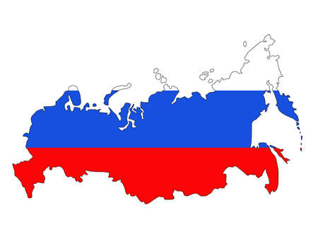 vector illustration of Russian Federation map and flagのイラスト素材