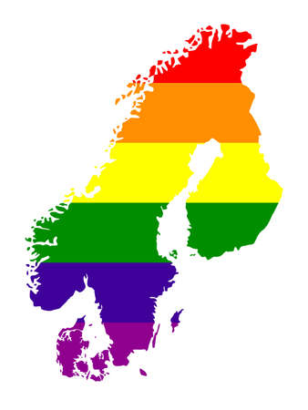 vector illustration of LGBT Scandinavian countries mapのイラスト素材
