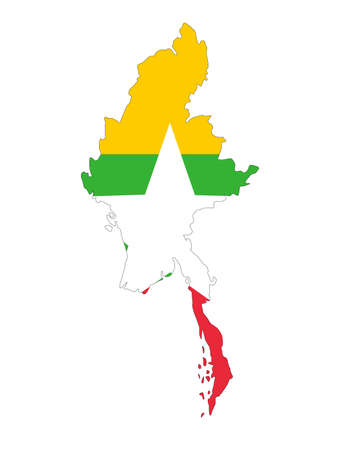 vector illustration of Myanmar or Burma map and flagのイラスト素材