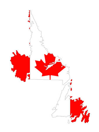 vector illustration of Newfoundland and Labrador map with Canadian flag, province or territory in Canadaのイラスト素材