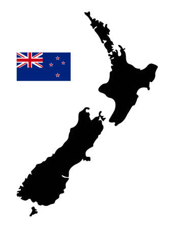 vector illustration of New Zealand map and flagのイラスト素材