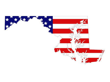 vector illustration of map of Maryland with USA flag - U.S. stateのイラスト素材