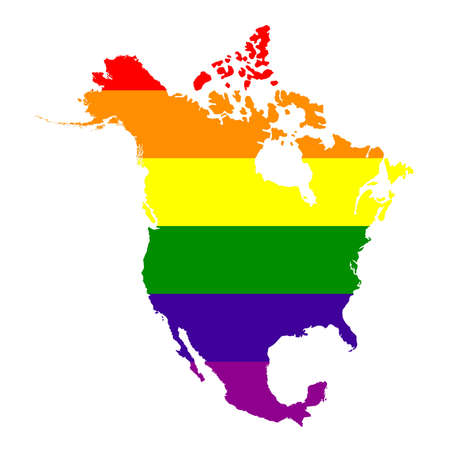 vector illustration of map of LGBT North Americaのイラスト素材