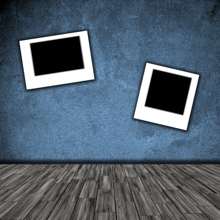photo frame on wallの写真素材