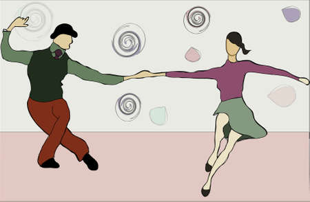 Dancig couple swing in a clubのイラスト素材