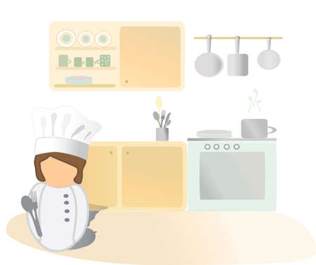 Cooker Icon  Chef, cooking in a kitchen のイラスト素材