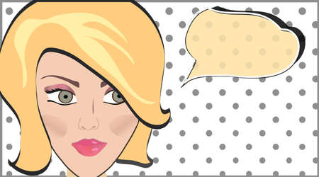 Beautiful Blond Girl with Thinking or Talking Cloudのイラスト素材