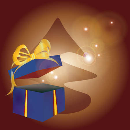 Christmas Present with Golden Ribbon  Vector of a gift Boxのイラスト素材