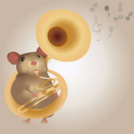 Illustration of a Mouse Playing on Tuba  Brass band Instrumentsのイラスト素材