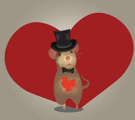 Love Card or Wedding Invitation  Greeting card with  mouse and heart  Valentine s Dayのイラスト素材