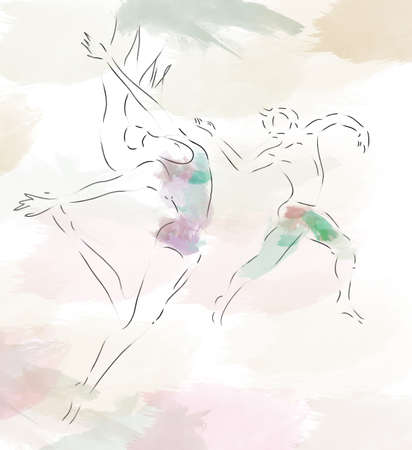 Modern Ballet Dancers. Man and a woman dancingの写真素材