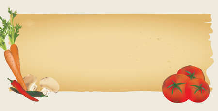 Recipe Blank Page Template with Vegetablesのイラスト素材