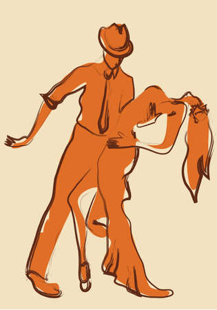 Latin Salsa Dancers. Illustration of a Dancing Coupleのイラスト素材