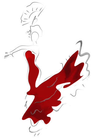Illustration of a Beautiful Woman Dancing Flamencoのイラスト素材