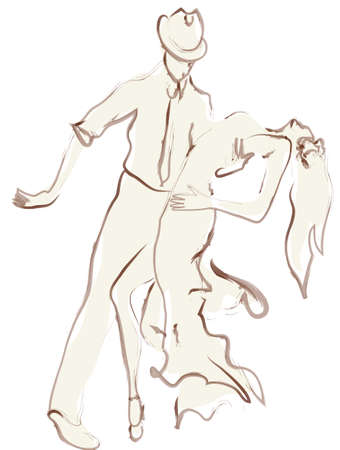 Man and Woman Dancing Togetherのイラスト素材