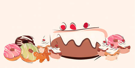 Cherry Cake, Cupcakes, Ginger Cookies and Donuts