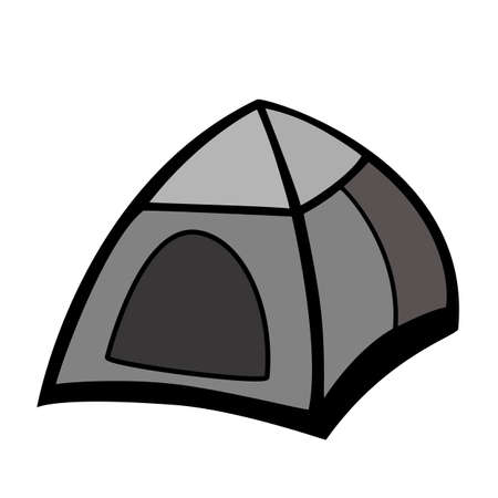 Gray camping tent. Outdoor adventures and tourism icon. Vectorのイラスト素材