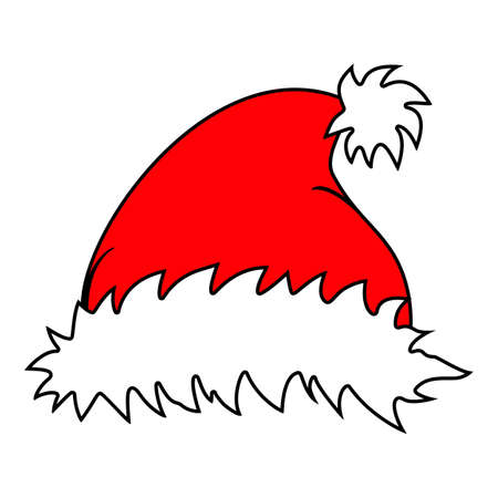 Santa Claus hat. Christmas red hat with white fur. Vectorのイラスト素材