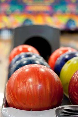Colorful bowling ballsの写真素材