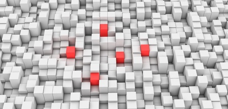 Gray Blocks Background and five Redの写真素材